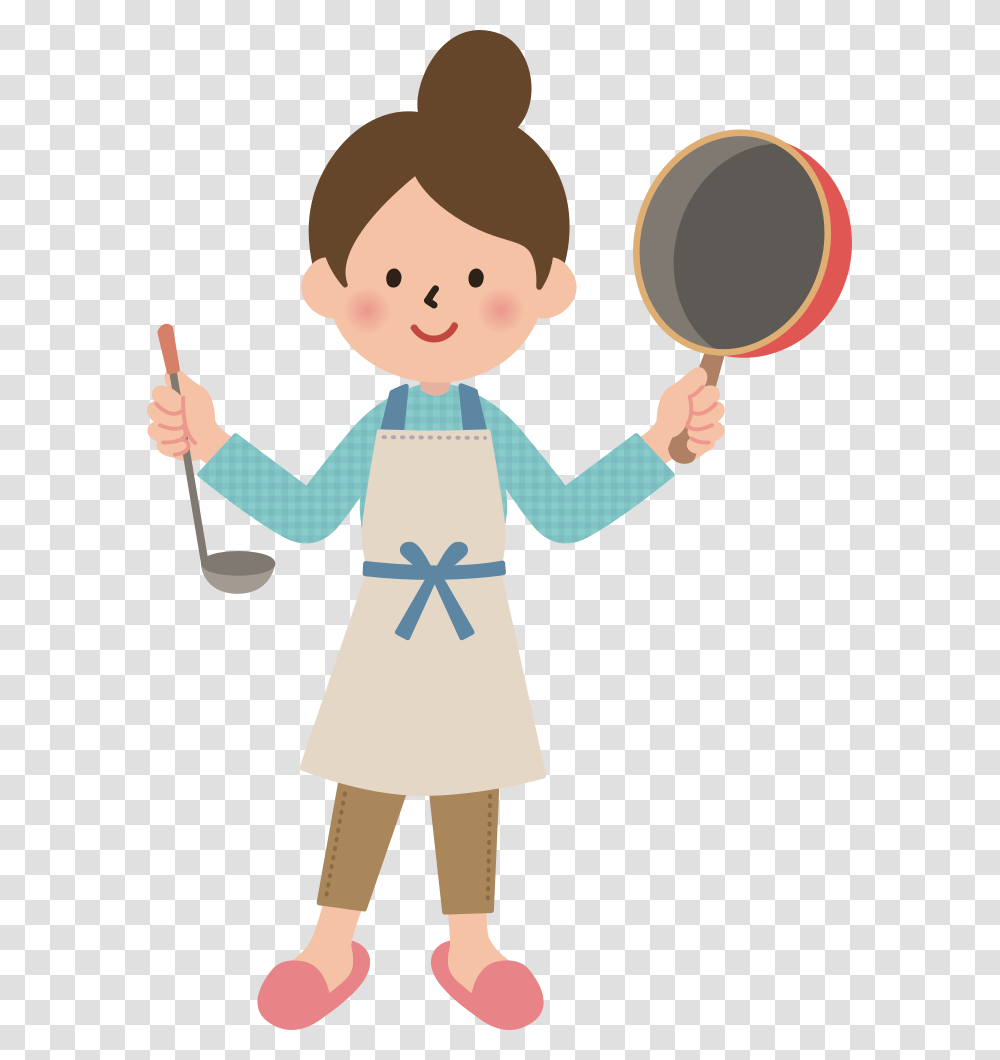 Ladle And Pan Woman With Pan Clipart, Person, Human, Female, Girl Transparent Png