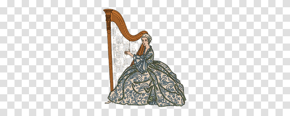 Lady Person, Harp, Musical Instrument, Cross Transparent Png