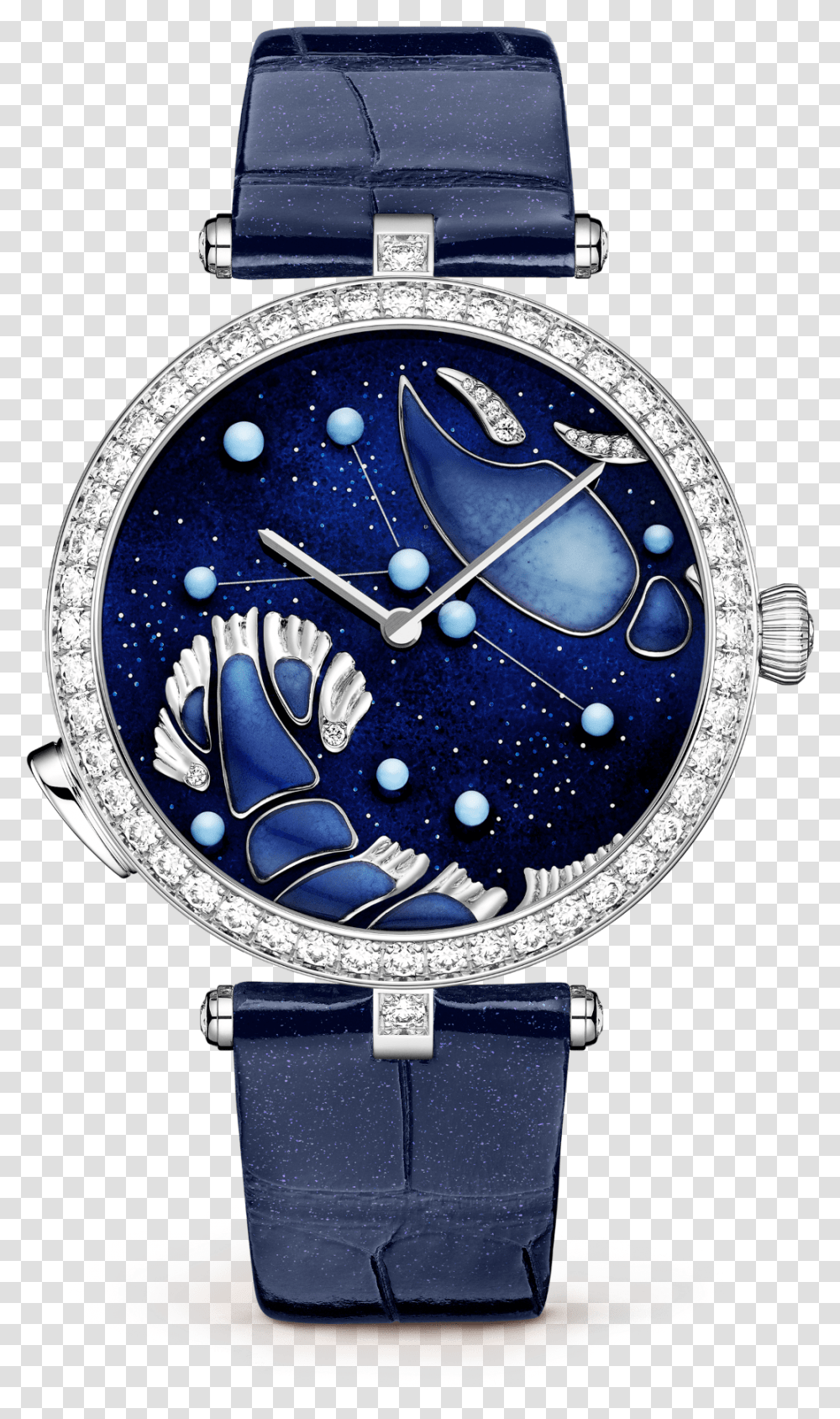 Lady Arpels Zodiac Lumineux Cancer Watchpearly Alligator Van Cleef Leo Watch, Wristwatch, Clock Tower, Architecture, Building Transparent Png