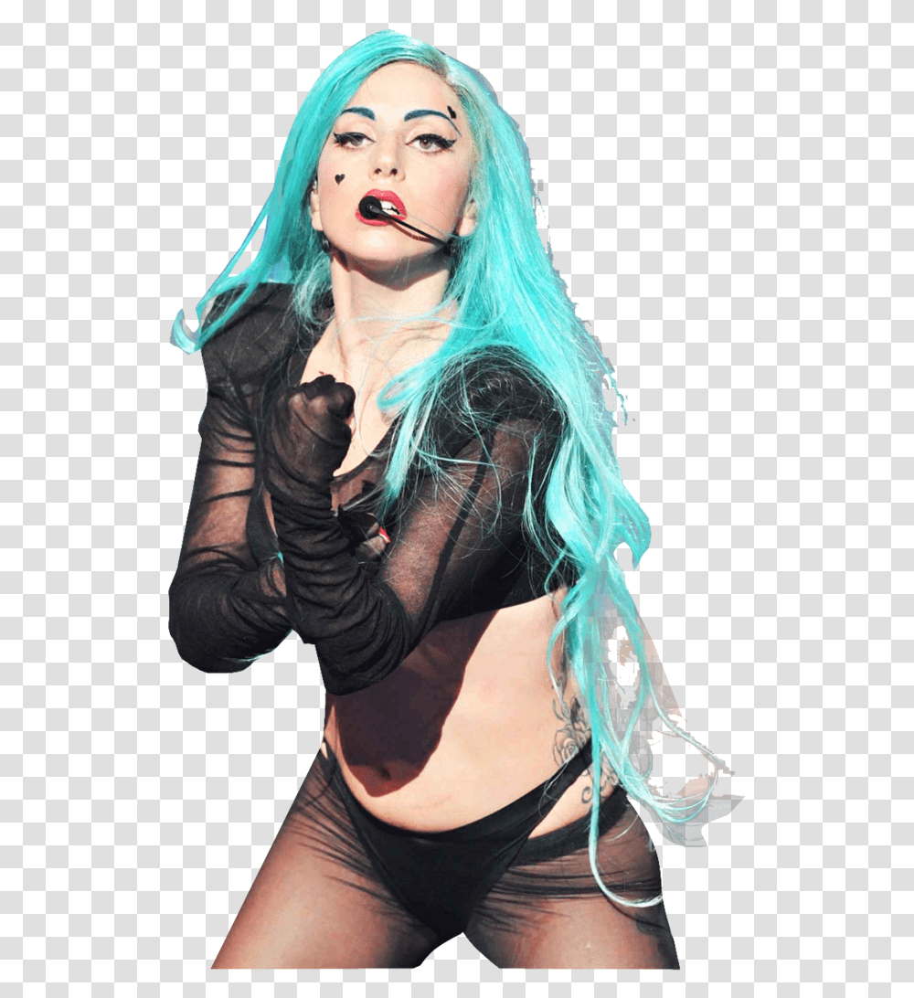 Lady Gaga Blue Hair Download Blue Hair Lady Gaga, Costume, Person, Skin, Performer Transparent Png
