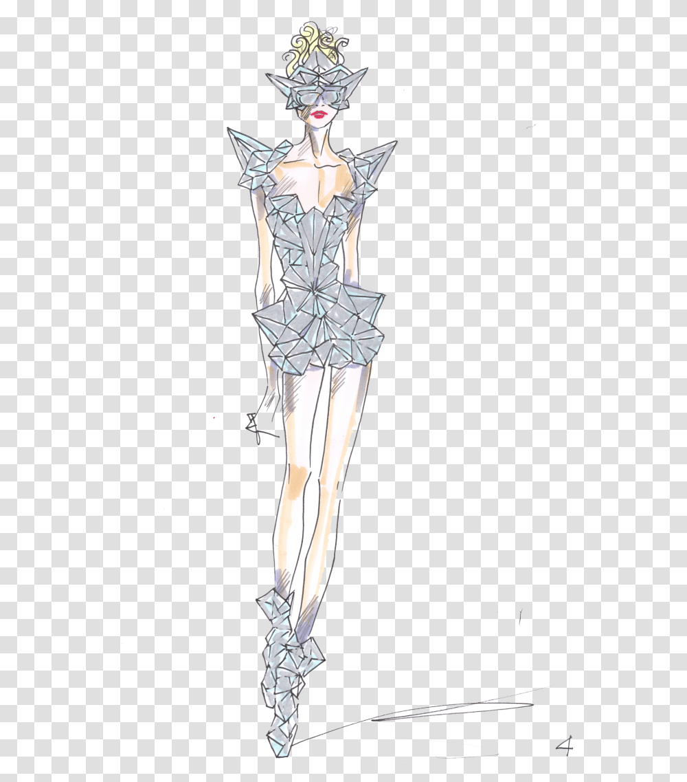Lady Gaga Fashion Sketch, Person, Figurine, Cross Transparent Png
