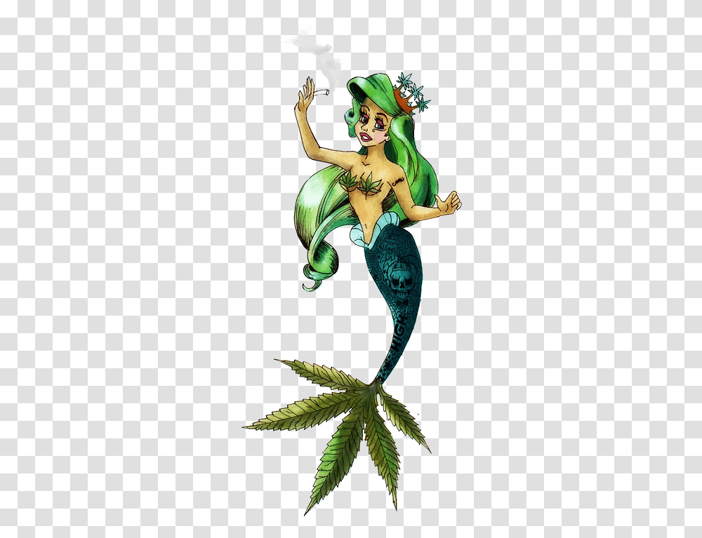 Lady Gaga Mine Weed 420 Tattoos The Little Mermaid Ariel Ariel The Little Mermaid Smoking, Person, Elf, Art, Plant Transparent Png