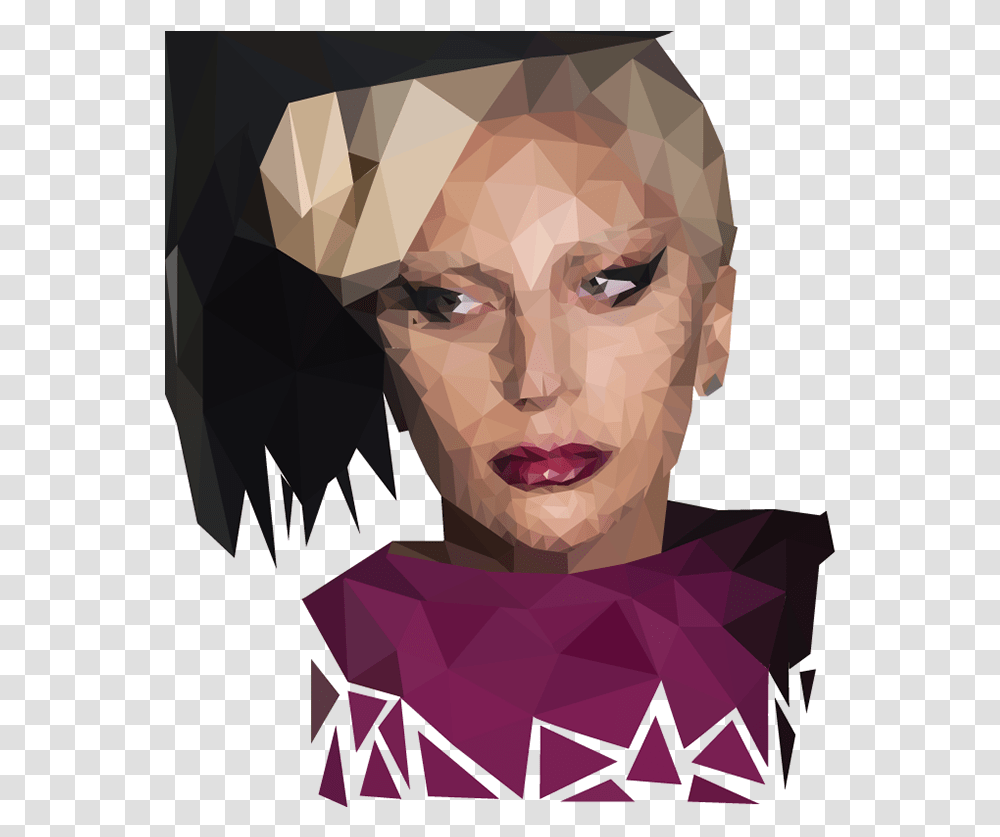 Lady Gaga Polygon Art Illustration, Head, Face, Performer, Portrait Transparent Png