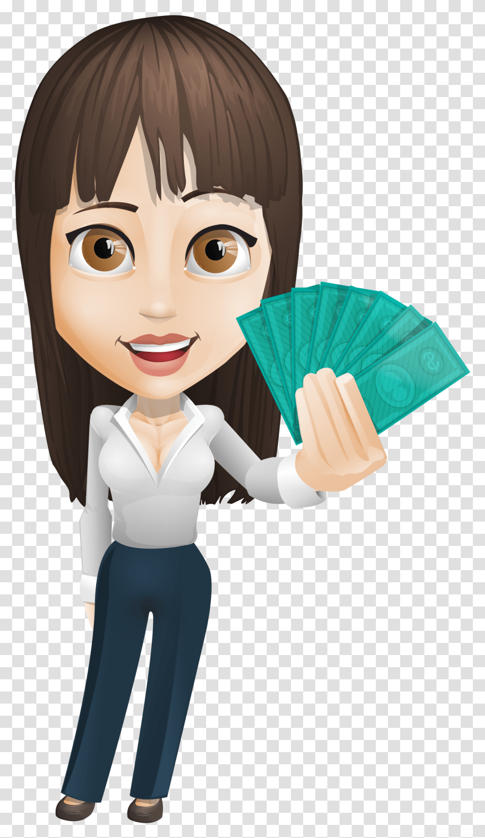 Lady Holding Money Clipart Clip Black And White Stock Women Giving Money Clipart, Person, Human, Performer, Cleaning Transparent Png