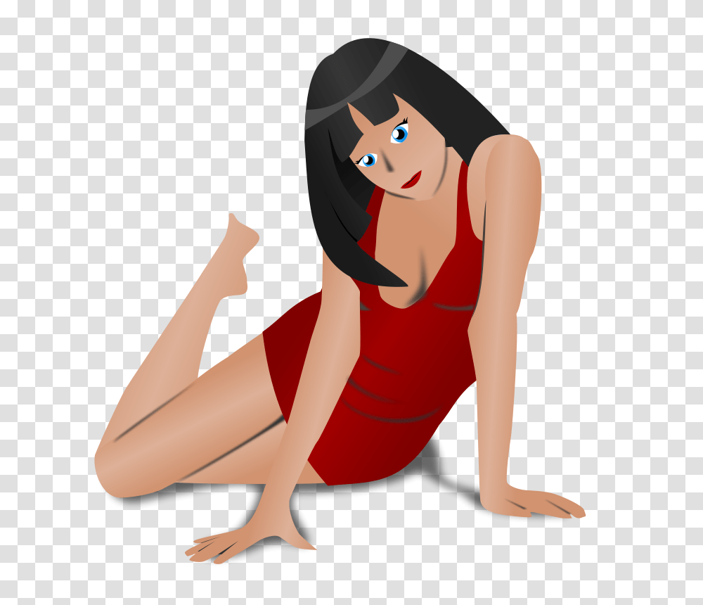 Lady In Red, Person, Female, Kneeling Transparent Png