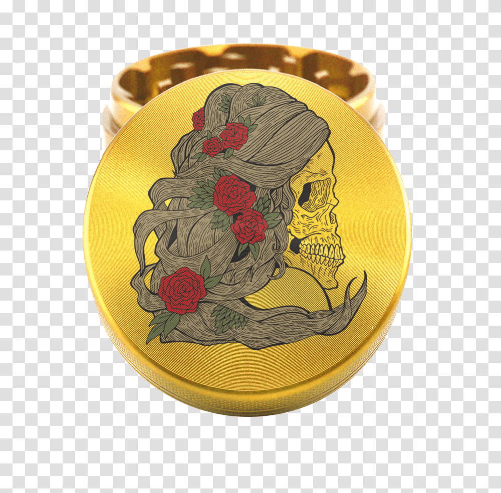 Lady Skull Grinder, Gold, Money, Coin Transparent Png