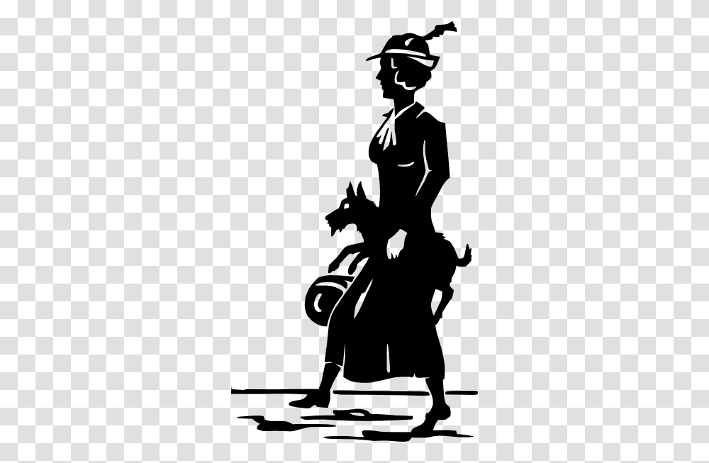 Lady Walking Dog Clip Art, Silhouette, Stencil, Person, Human Transparent Png