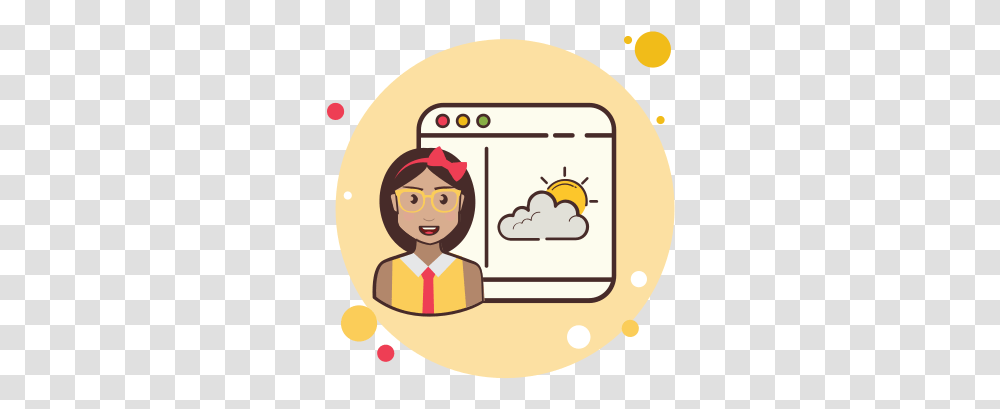 Lady Window Partly Cloud Weather Icon Happy, Label, Text, Face, Word Transparent Png