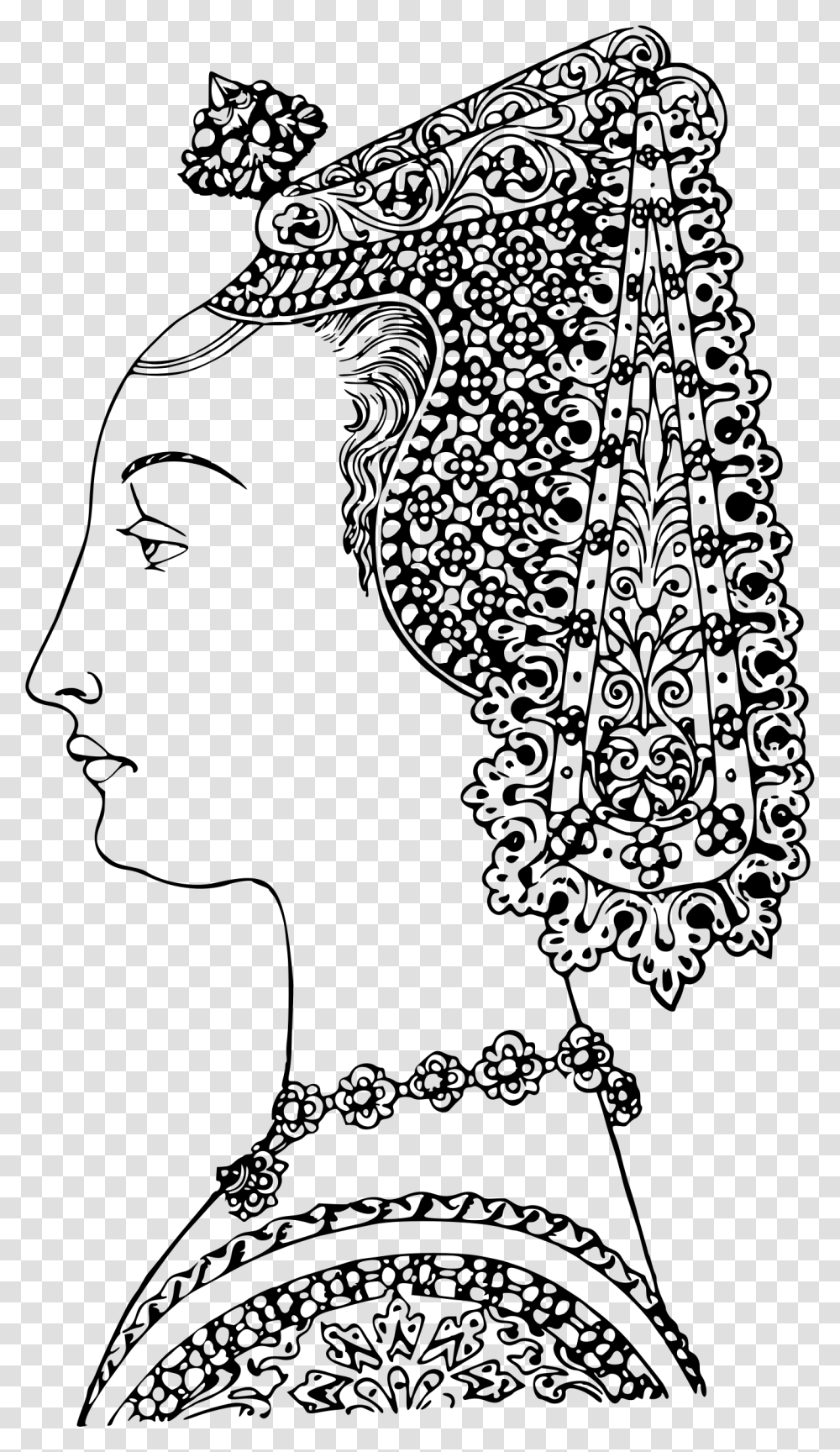 Lady With Ornate Headdress Clip Arts Illustration, Gray, World Of Warcraft Transparent Png