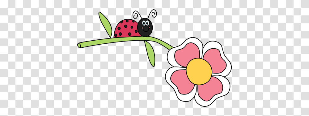 Ladybug On A Flower Clip Art, Fruit, Plant, Food, Scissors Transparent Png