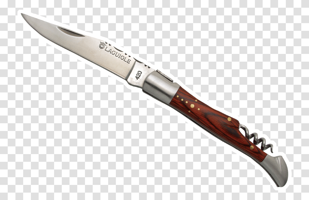 Laguiole Knife 12 Cm Brown Stamina With Corkscrew Wood Pocket Knife, Weapon, Weaponry, Blade, Shears Transparent Png