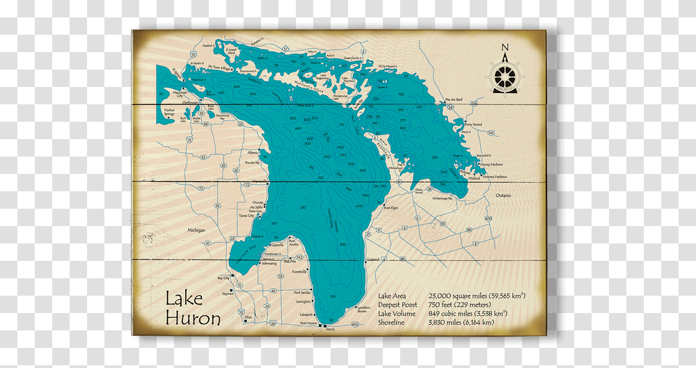 Lake Huron, Map, Diagram, Atlas, Plot Transparent Png