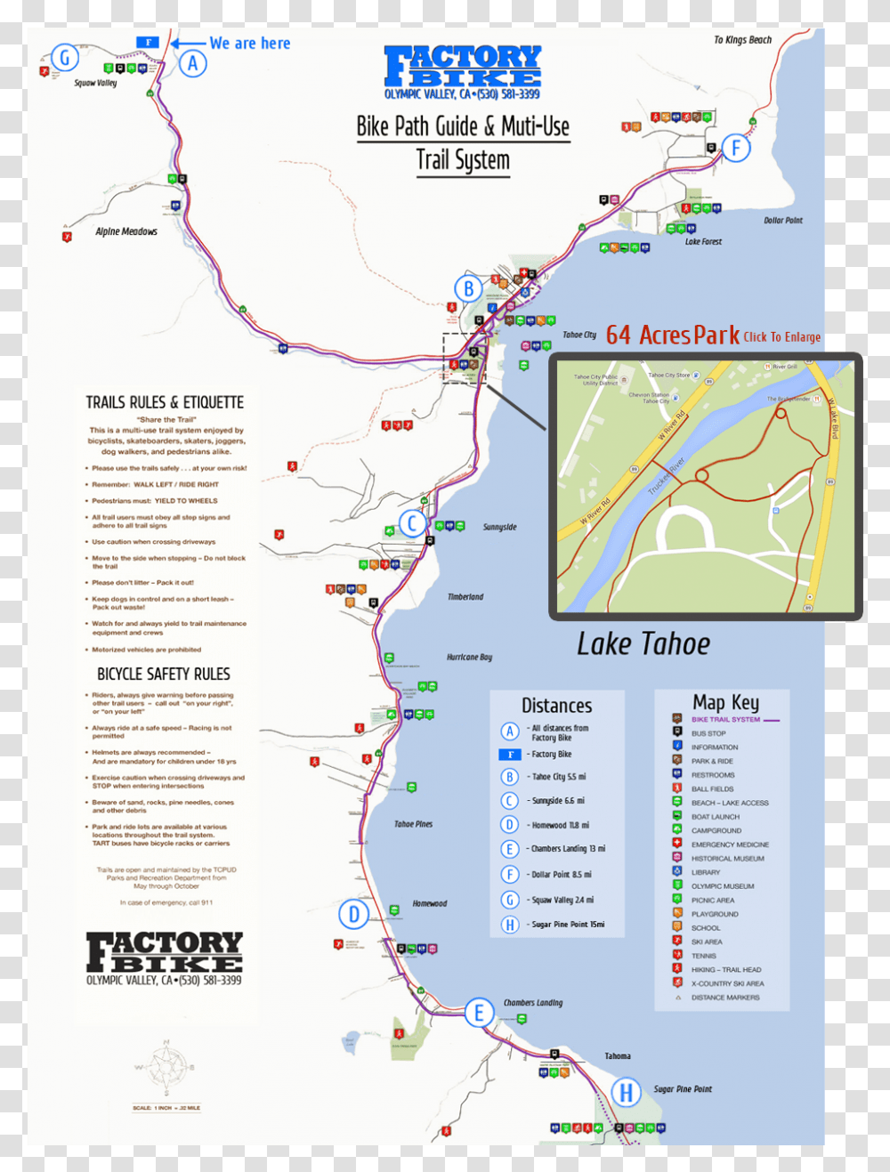 Lake Tahoe Bike Ride Trail Map Map, Plot, GPS, Electronics, Flyer Transparent Png