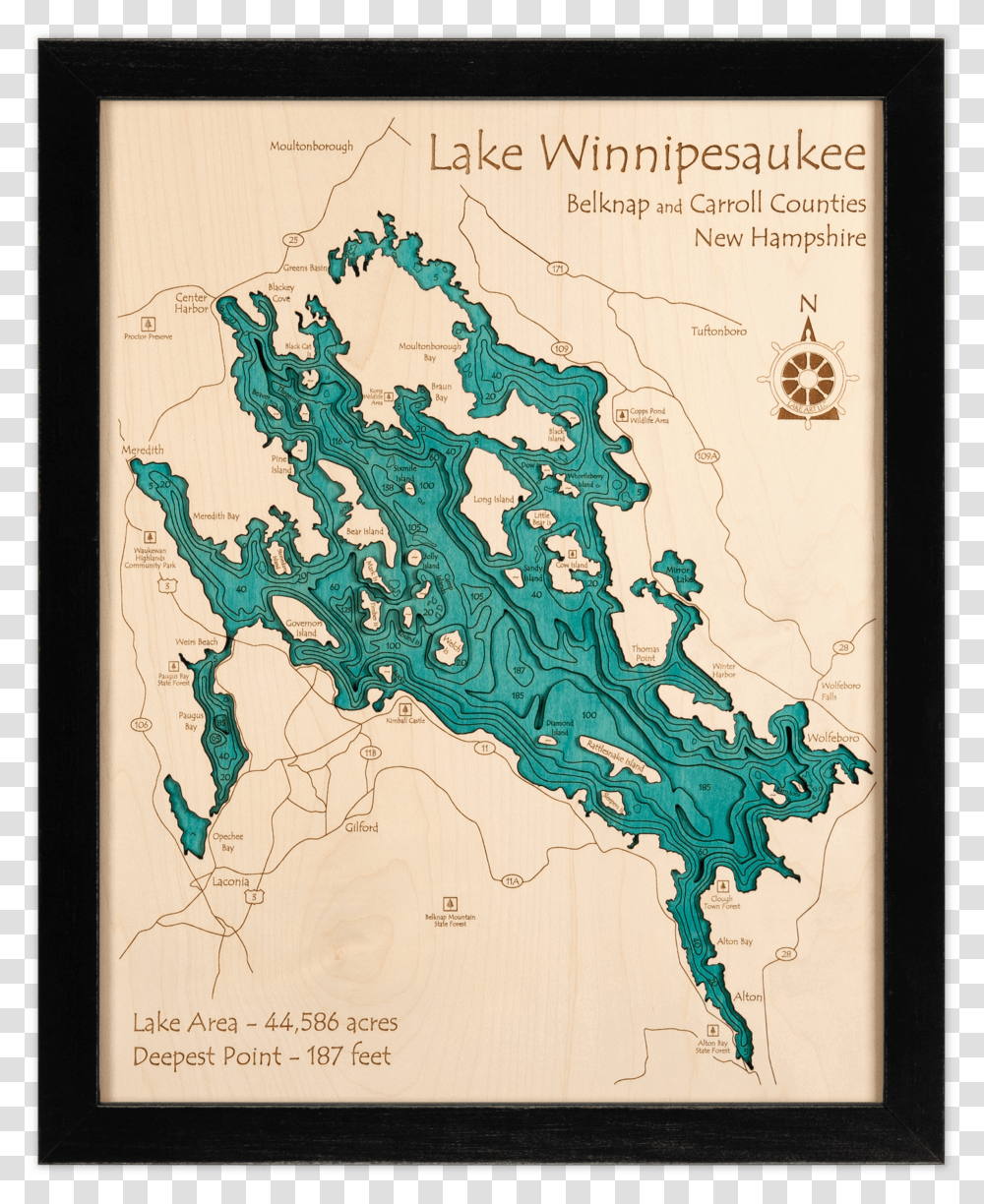 Lake Winnipesaukee Map Pdf, Diagram, Atlas, Plot, Bird Transparent Png