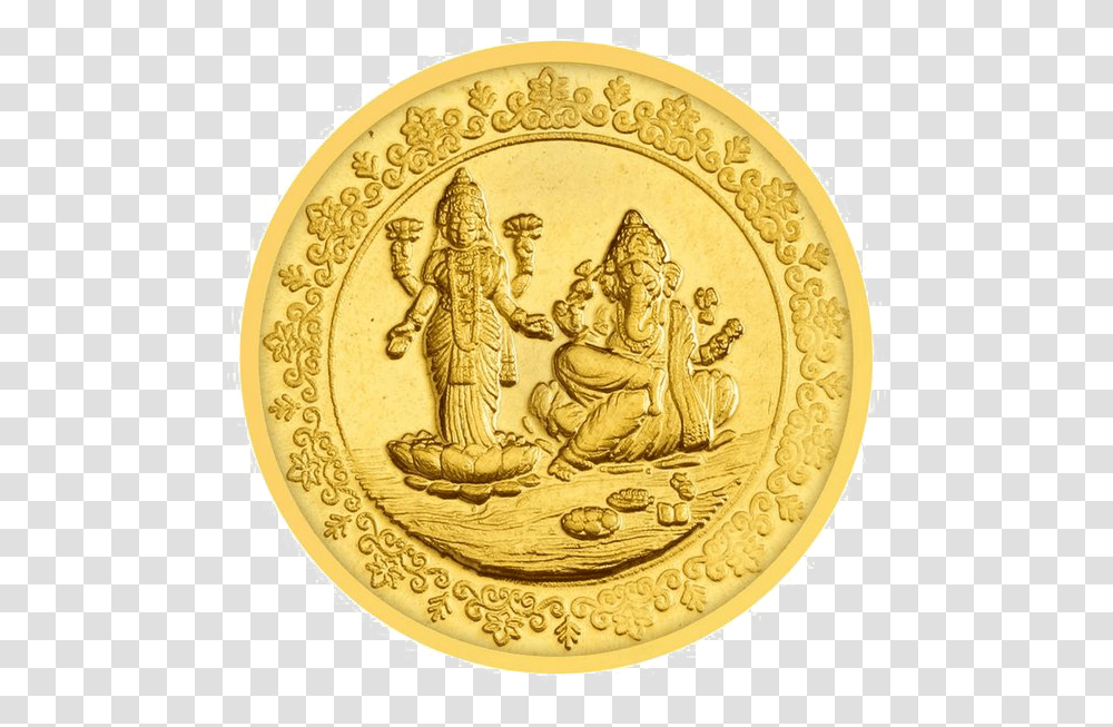 Lakshmi Gold Coin Download Image Arts Laxmi Ganesh Gold Coin, Money, Rug, Person, Human Transparent Png