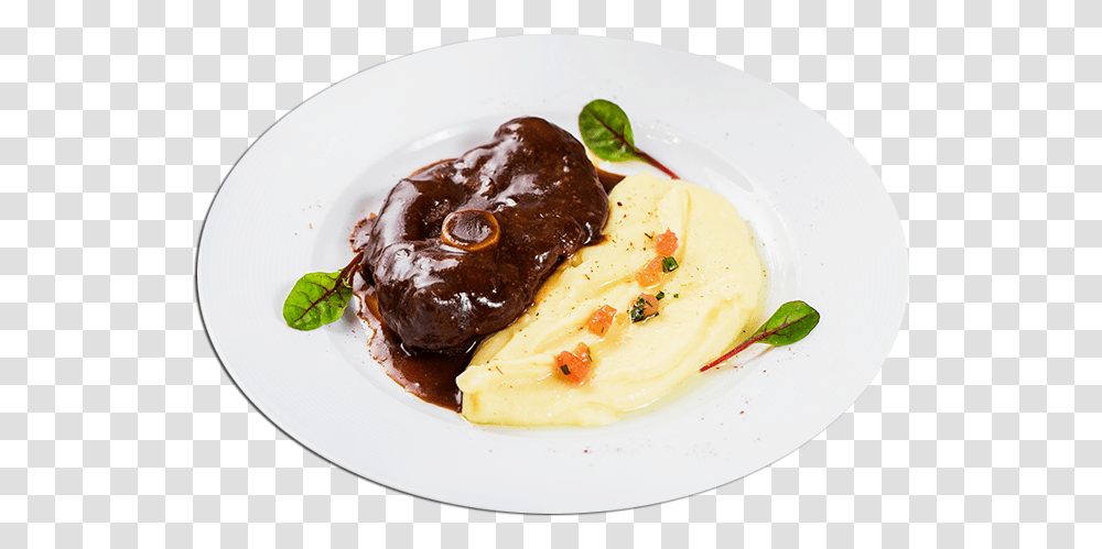 Lamb Osobuko With Mashed Potatoes Dish, Meal, Food, Steak, Dessert Transparent Png