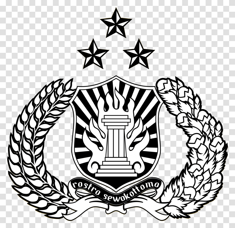 Lambang Polri Republik Logo Polri Hitam Putih, Symbol, Emblem, Trademark Transparent Png