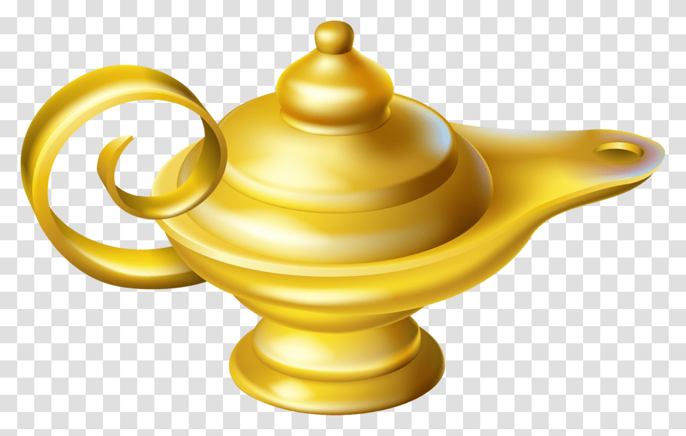 Lampara De Aladino Djinni Oil Lamp, Gold, Pottery, Teapot Transparent Png
