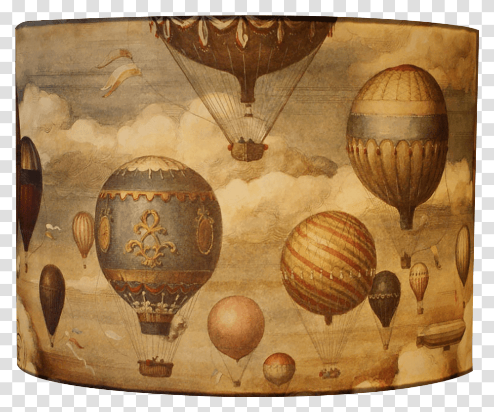 Lampshade With Hot Air Balloon Design Hot Air Balloon Drum Lampshade, Painting, Egg, Food Transparent Png