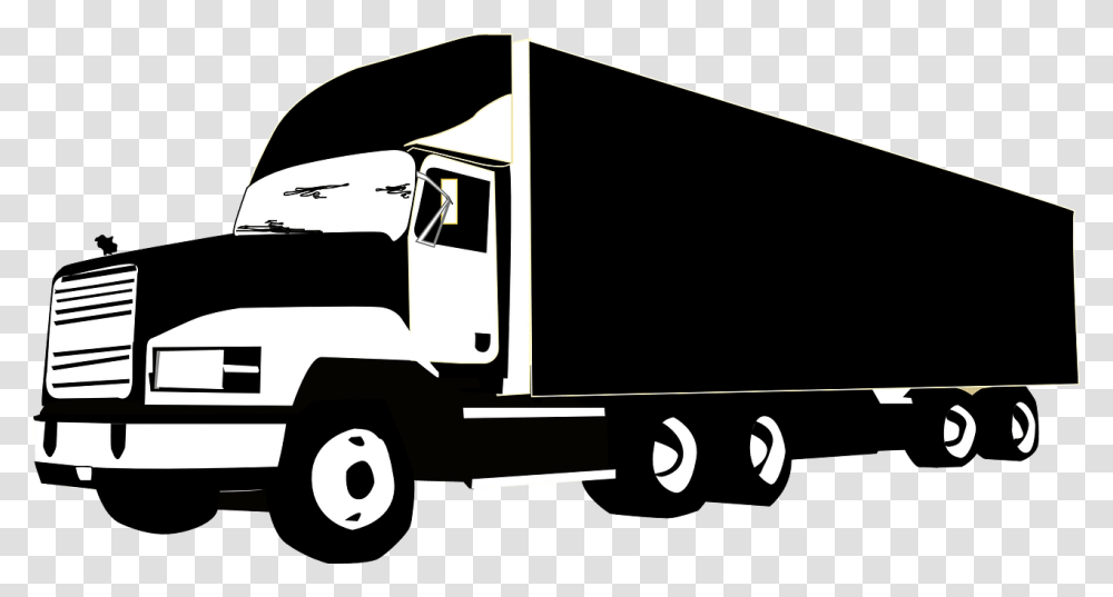 Land Transportation Black And White Cargo Truck Clipart, Moving Van, Vehicle, Trailer Truck Transparent Png