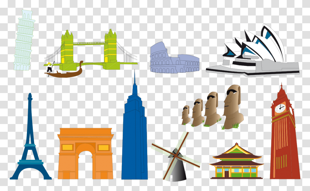 Landmarks Around The World Icons, Architecture, Building, Pillar, Column Transparent Png