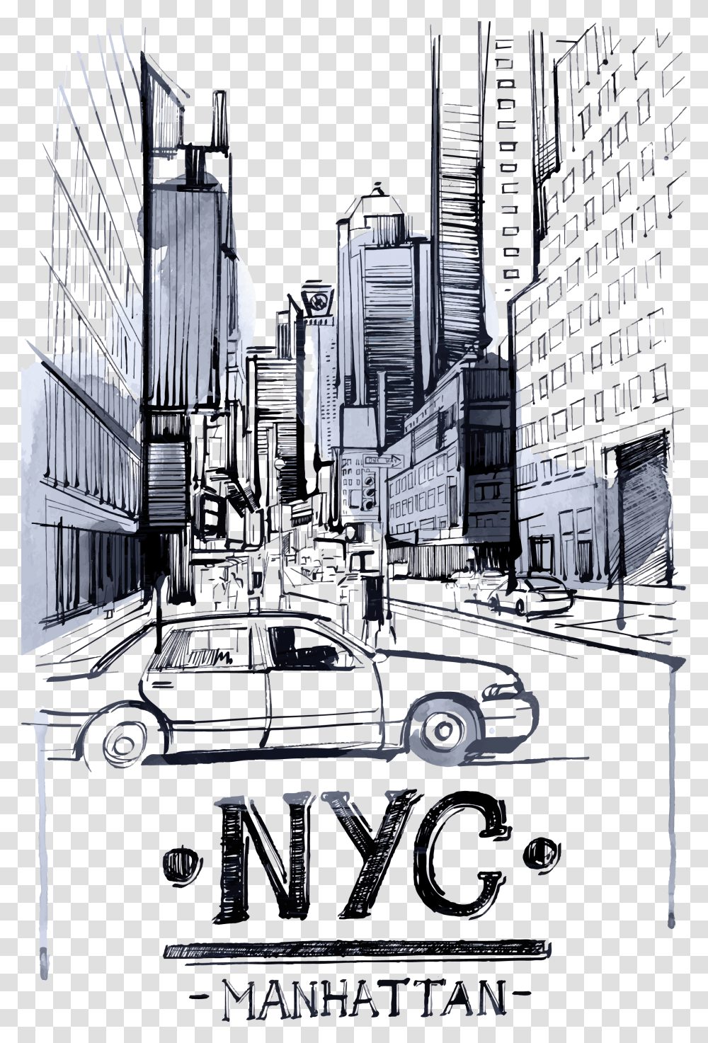 Landscape Drawing City New York Painting Simple, Metropolis, Urban, Building, Advertisement Transparent Png