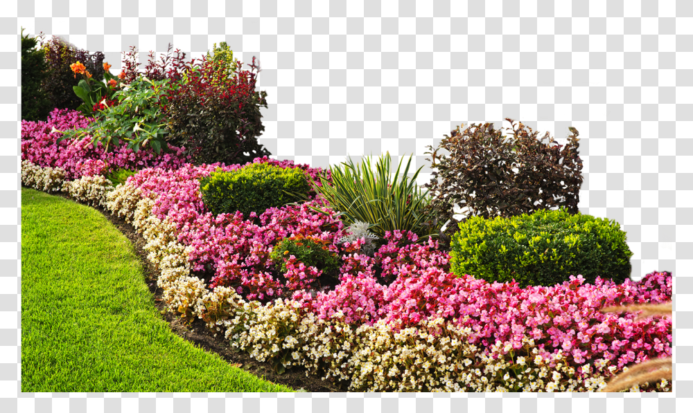 Landscape Image Background Flower Bed Landscape, Grass, Plant, Outdoors, Lawn Transparent Png
