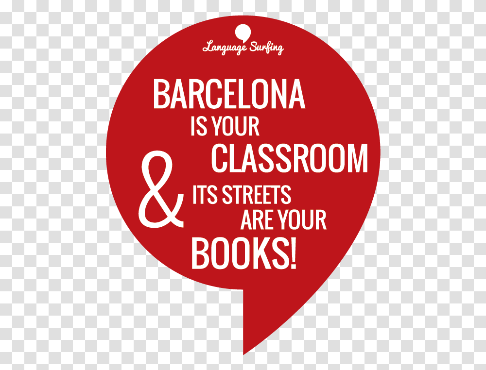 Language Surfing Spanish Class In Barcelona Barcelona Circle, Label, Text, Plectrum, Pillow Transparent Png