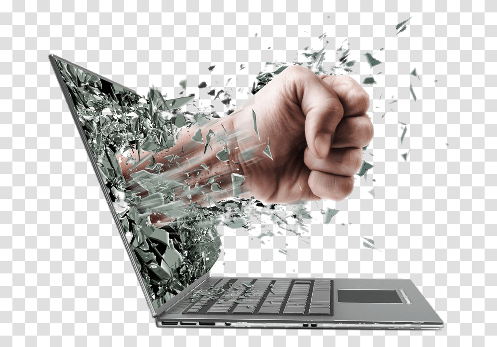 Laptop Broken, Hand, Computer Keyboard, Computer Hardware, Electronics Transparent Png