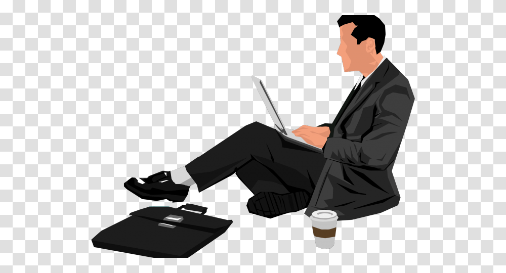 Laptop Clipart Man Person Sitting With Laptop, Pc, Computer, Electronics, Reading Transparent Png