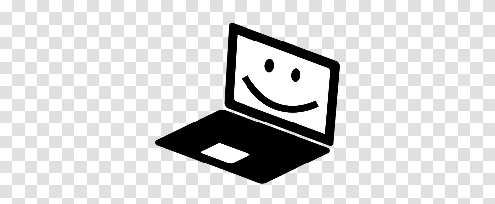 Laptop Icon With A Smile On The Screen Vector Clip Art Public, Label, Outdoors, Stencil Transparent Png