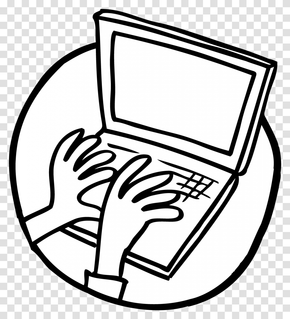 Laptop Line Drawing Laptop Draw, Hand-Held Computer, Electronics, Phone, Texting Transparent Png
