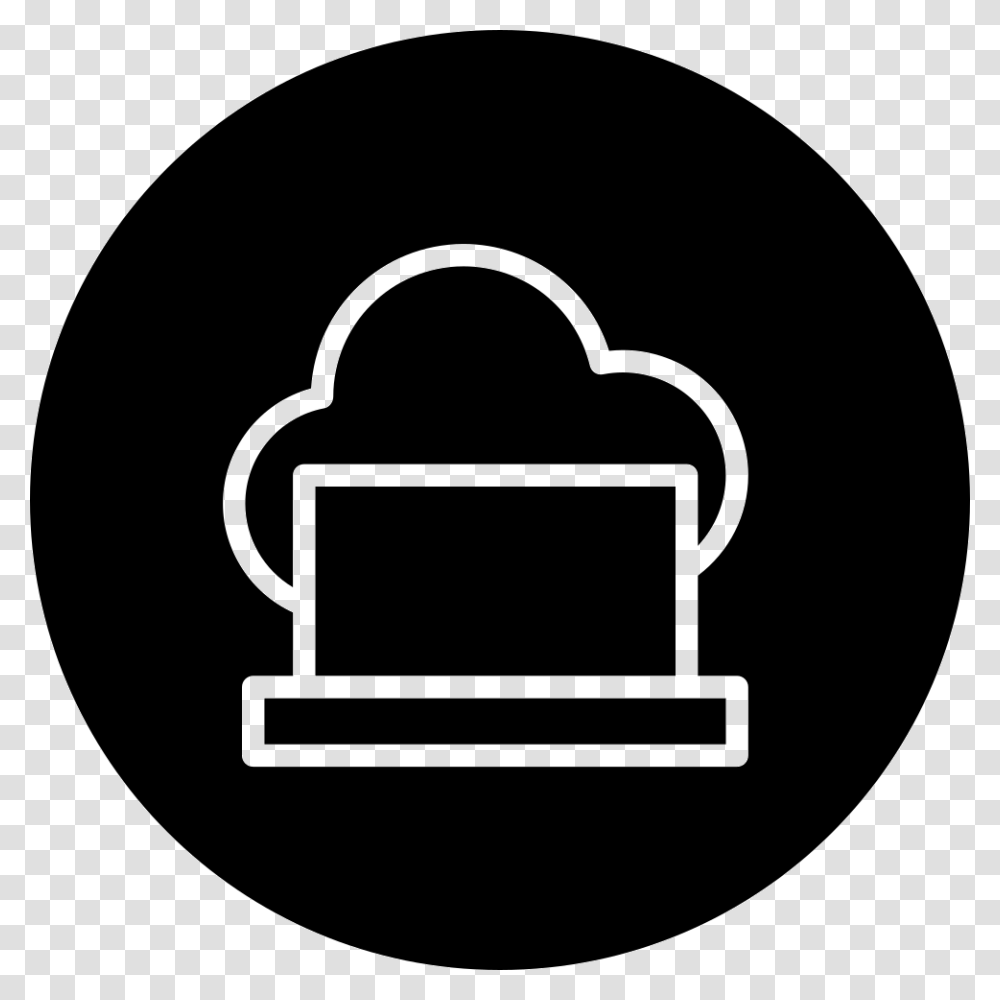 Laptop On Cloud Thin Outline Symbol In A Circle Icon Free, Label, Stencil, Logo Transparent Png