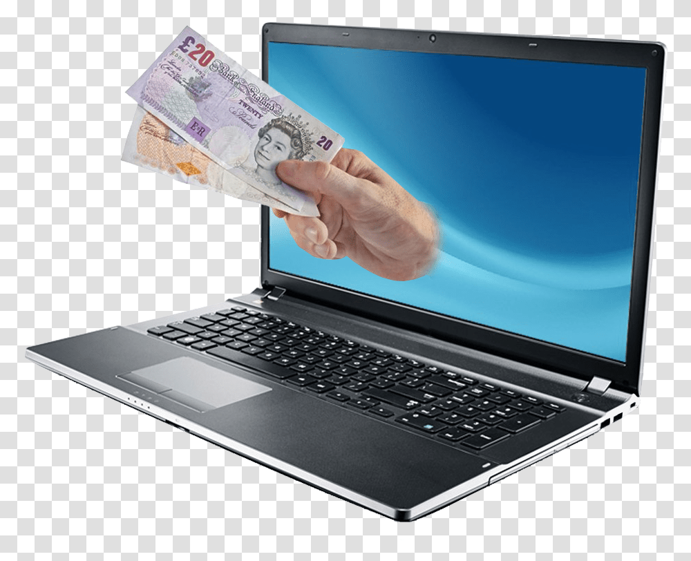 Laptop Uk Money Hand Image, Pc, Computer, Electronics, Computer Keyboard Transparent Png