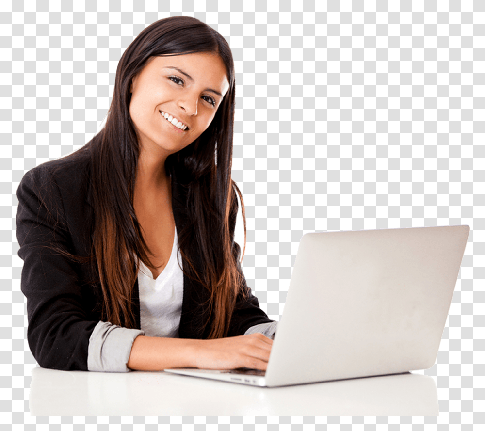 Laptop With Girls, Person, Human, Pc, Computer Transparent Png
