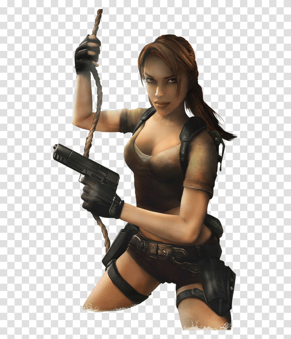 Lara Croft Character Lara Croft Tomb Raider Legend, Person, Human, Gun, Weapon Transparent Png