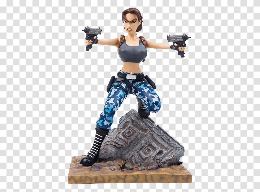 Lara Croft, Figurine, Person, Gun, Weapon Transparent Png