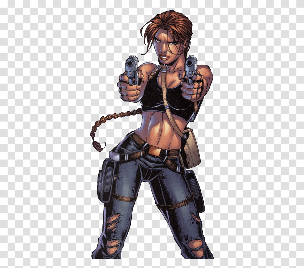Lara Croft Image Download Comic Book Lara Croft, Person, Human, Hand, Bow Transparent Png
