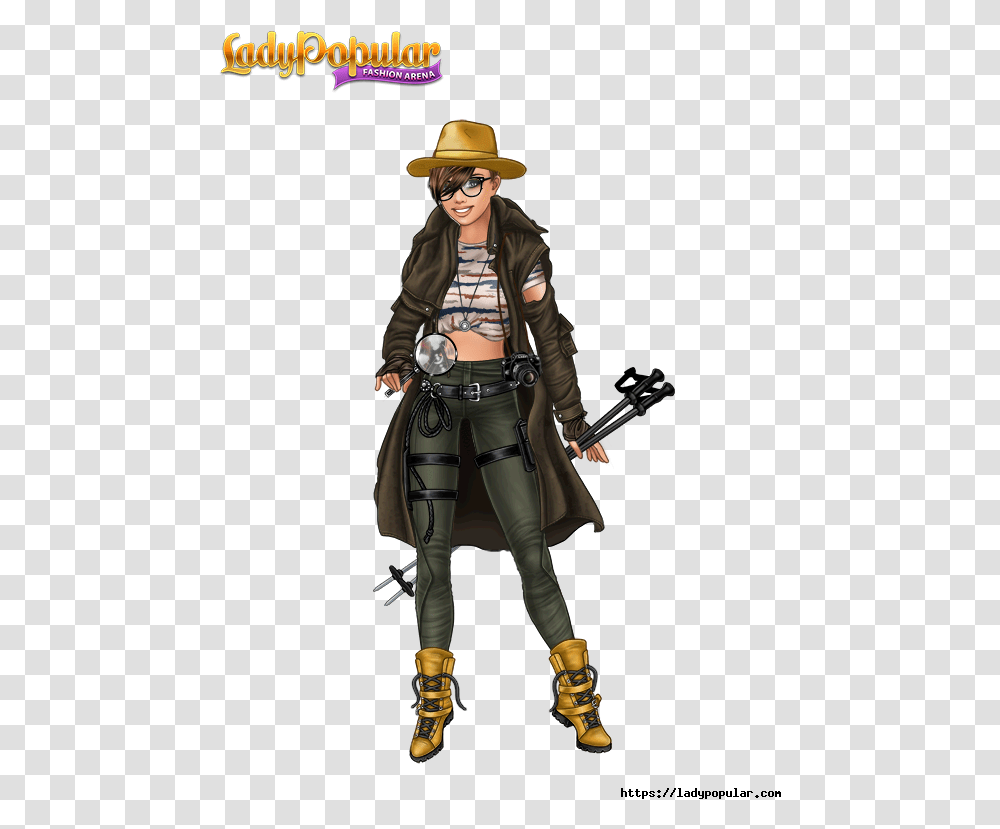 Lara Croft Lady Popular, Costume, Person, Hat Transparent Png