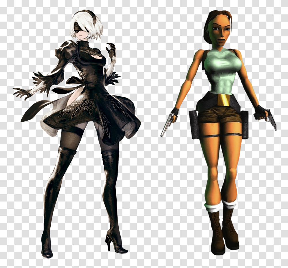 Lara Croft Nier Automata 2b Official Art, Person, Human, Apparel Transparent Png