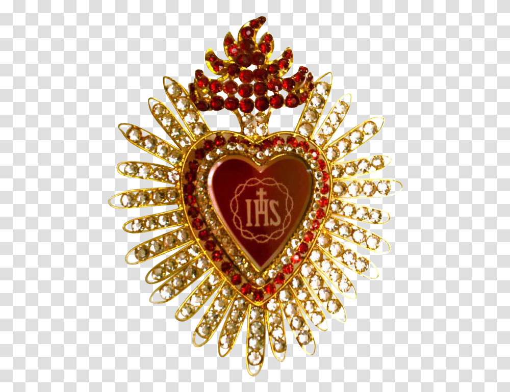 Large Antique Nineteenth Century Sacred Heart Candle Sacred Heart, Jewelry, Accessories, Accessory, Brooch Transparent Png