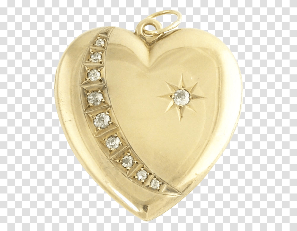Large Antique Victorian Moon And Star Diamond 14k Gold Locket, Jewelry, Accessories, Accessory, Pendant Transparent Png