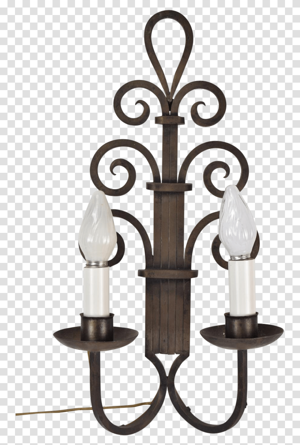 Large Art Deco Gothic Wrought Iron Scroll Wall Sconce Sconce, Lighting, Lamp, Stand, Shop Transparent Png