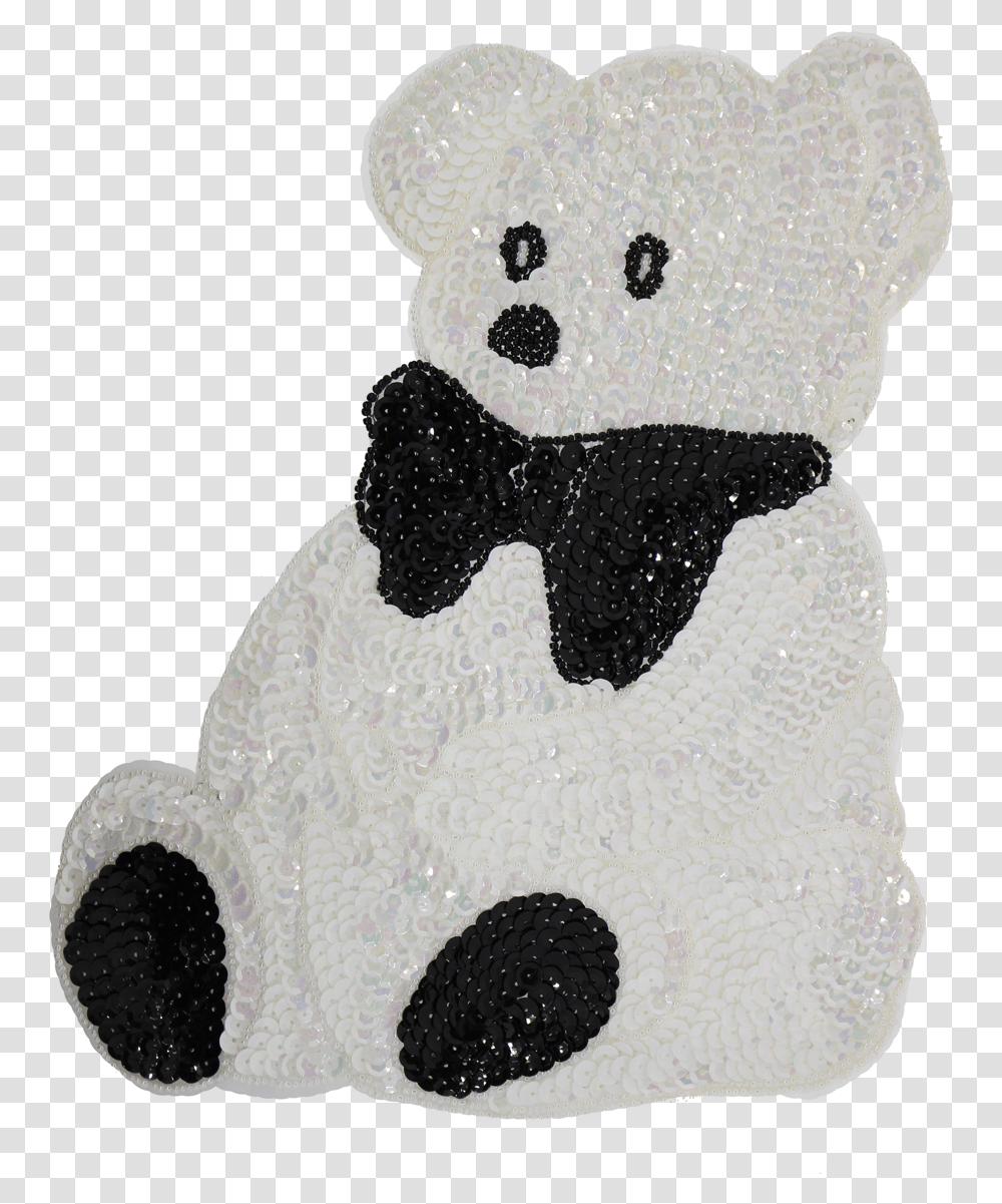 Large Bear Beaded Amp Sequin Applique Teddy Bear, Snowman, Mammal, Animal, Plush Transparent Png