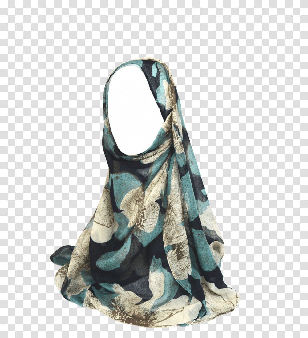 Large Black N Green Floral Print Hijab Tote Bag, Apparel, Scarf, Bib Transparent Png