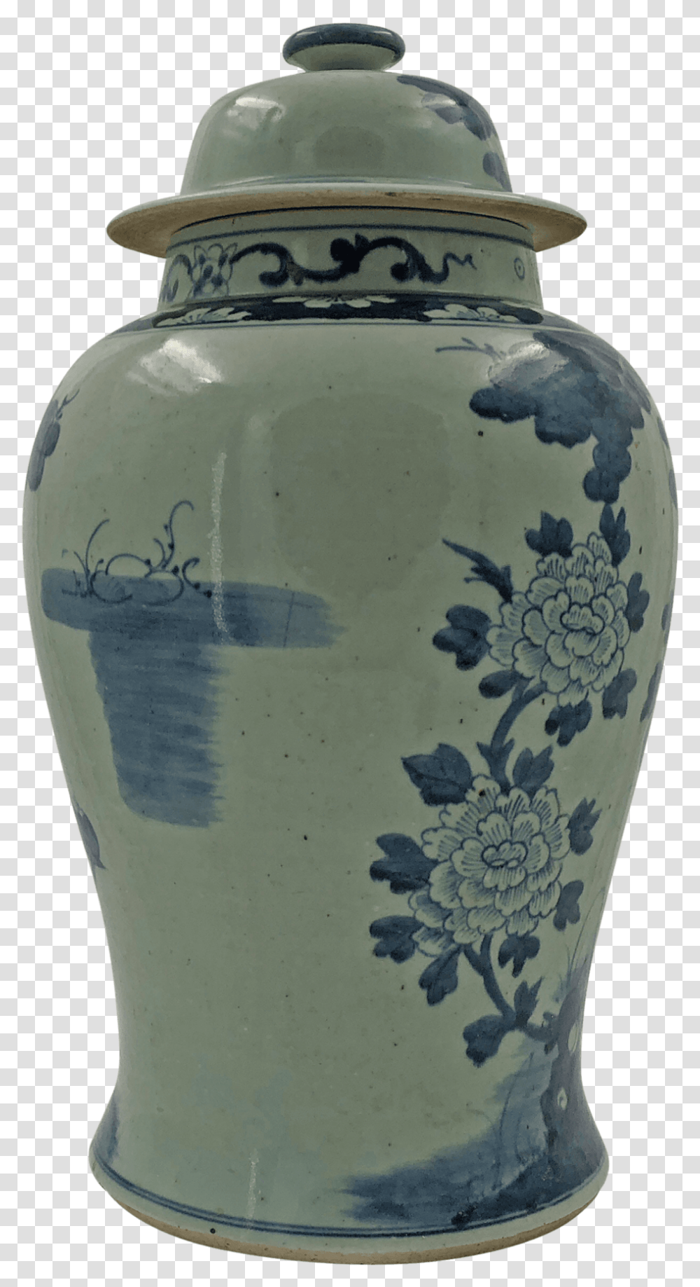 Large Chinese Pheasant Temple JarClass Blue And White Porcelain, Pottery, Milk, Beverage Transparent Png