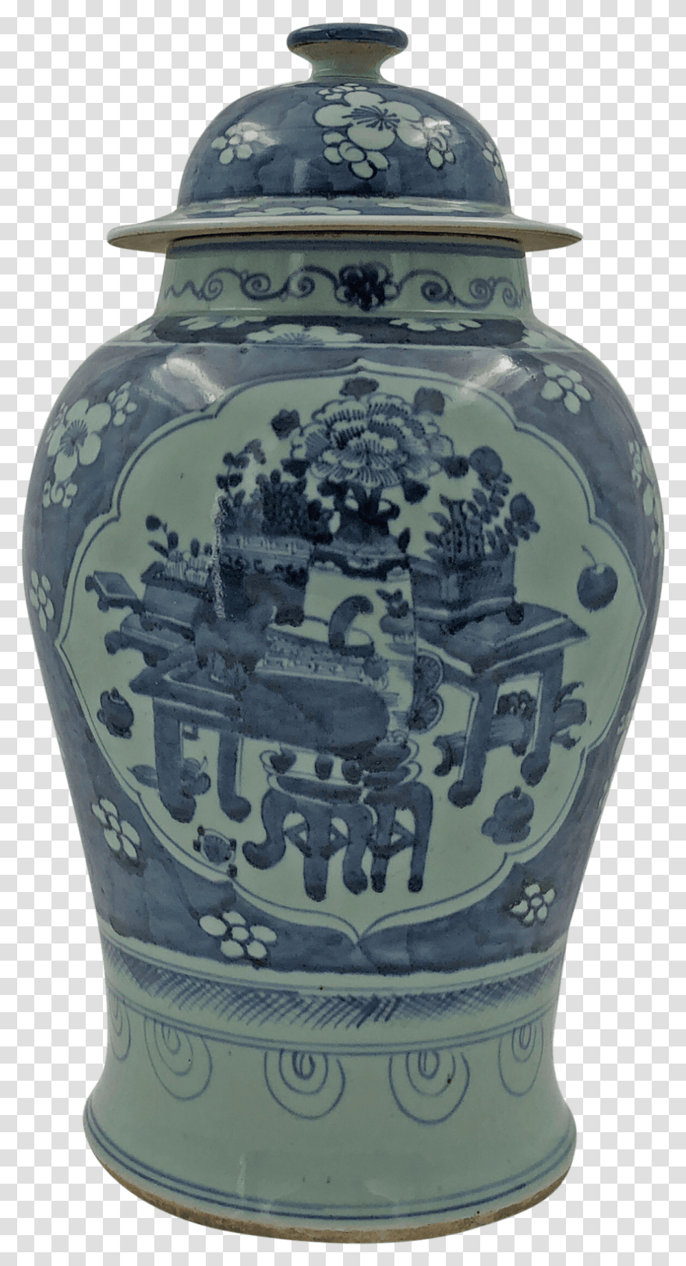 Large Chinese Still Life Temple JarClass Blue And White Porcelain, Pottery, Urn, Milk Transparent Png