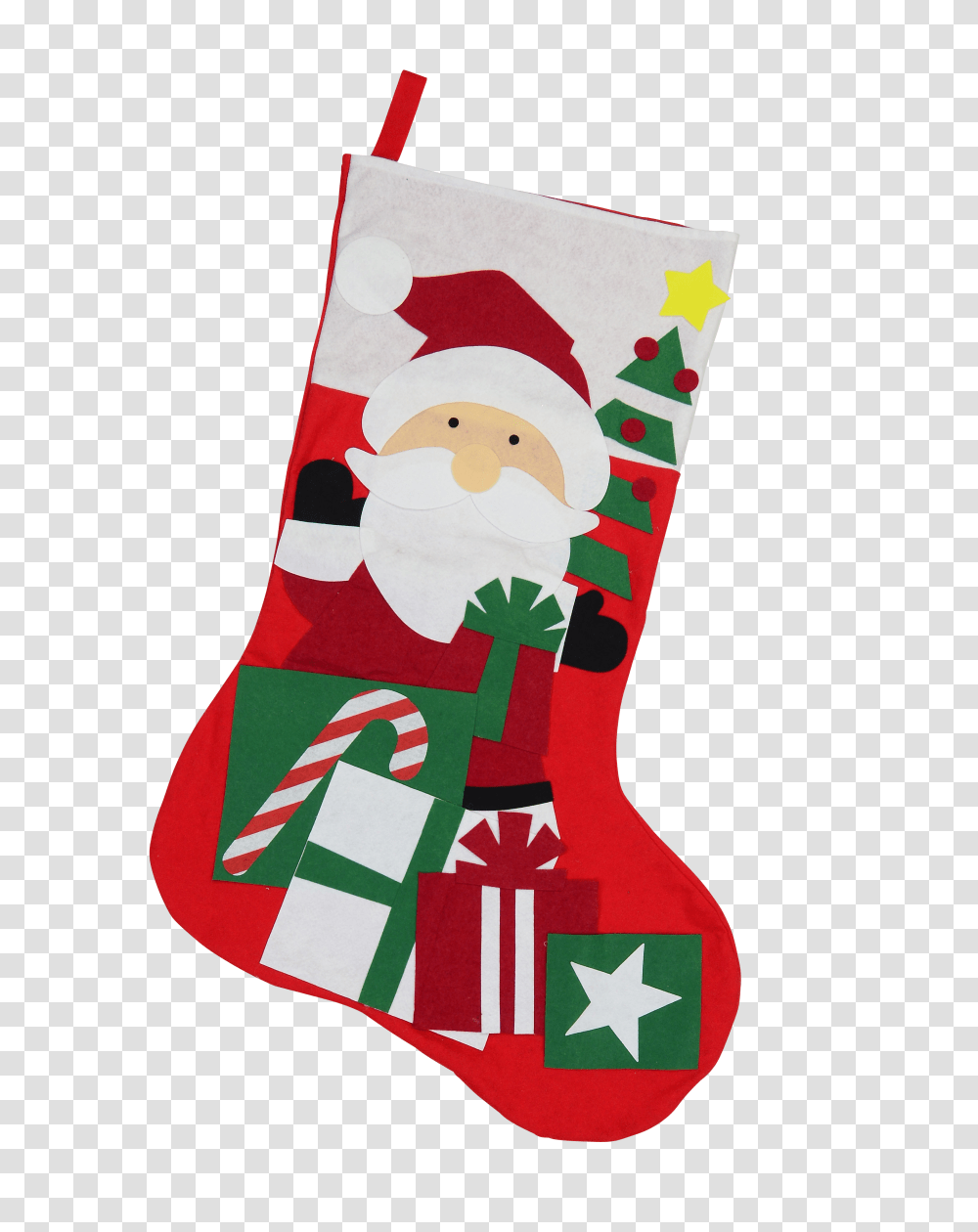 Large Christmas Stocking With Santa Design, Gift Transparent Png