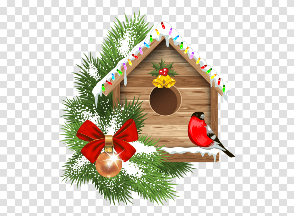 Large Decorated Christmas Tree Clipart, Bird, Animal, Wreath Transparent Png