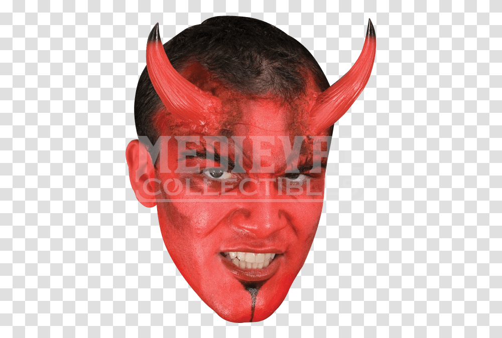 Large Devil Horns Devil Make Up, Face, Person, Human, Head Transparent Png